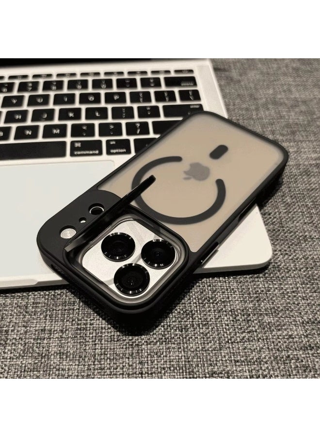 جراب iPhone 17 Pro شفاف غير لامع مع مسند مدمج قابل للتعديل، وغطاء هاتف مغناطيسي مقاوم للصدمات Mag-Safe لهاتف iPhone 17 Pro - Image 1